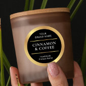 Zwart & Goud Lux Handgemaakte Productgeurnaam Ronde Sticker