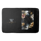 Zwart & Goud Luxe Bloemen Marmeren Swirl Badmat (Voorkant)