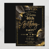 Zwart goud Luxe Verjaardagsfeest Uitnodiging (Voorkant / Achterkant)