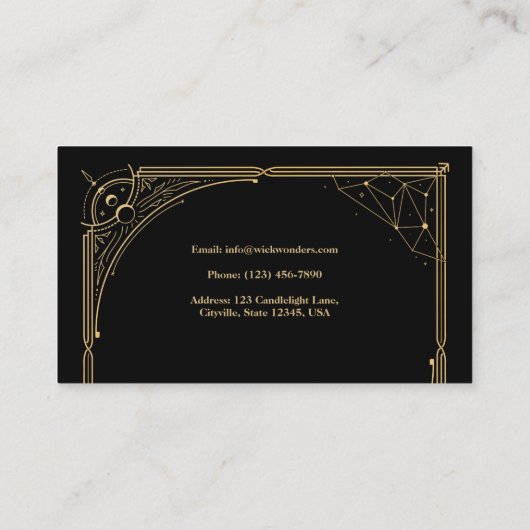 Zwart Goud Magische Apothecary Kaars Visitekaartje (Achterkant)