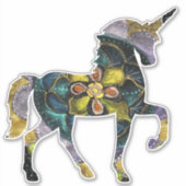 Zwart & Goud Mandala Eenhoorn Kunst Sticker (Voorkant)