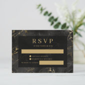 Zwart goud marmer agaat RSVP-kaart RSVP Kaartje (Staand voorkant)