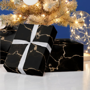 Zwart, Goud Marmer Cadeaupapier