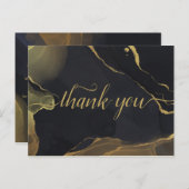 Zwart & Goud Marmer  Dank u Postkaart (Voorkant / Achterkant)