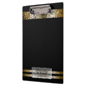 Zwart & Goud Marmer Moderne Mode Gepersonaliseerd Klembord (Links)