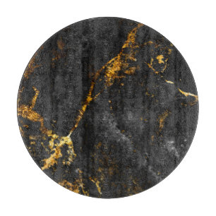 Zwart Goud Marmer, Natuurlijk Patroon. Snijplank