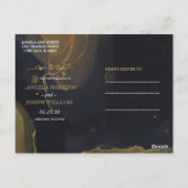zwart & Goud Marmer Save the Date Briefkaart (Achterkant)
