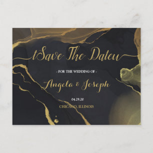 zwart & Goud Marmer Save the Date Briefkaart