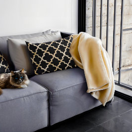 Zwart & Goud Marokkaans Patroon Accent Kussen