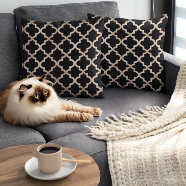 Zwart & Goud Marokkaans Patroon Kussen (Creator heeft geüpload)