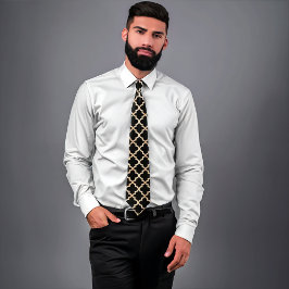 Zwart & Goud Marokkaans Patroon Stropdas