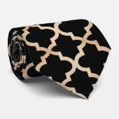 Zwart & Goud Marokkaans Patroon Stropdas (Opgerold)