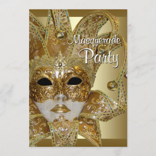 Zwart Goud Maskerade Feest Kaart