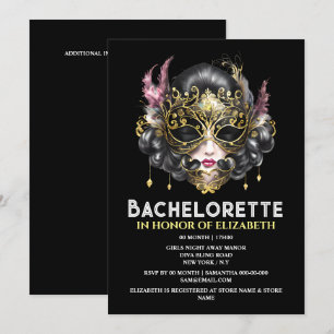 Zwart goud maskerade gezichtsmasker elegante dames kaart