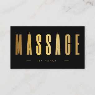 Zwart & Goud Massage Therapeut Minimalist Visitekaartje