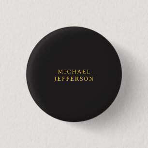 Zwart & Goud Minimalistisch Eenvoudig Modern Eigen Ronde Button 3,2 Cm