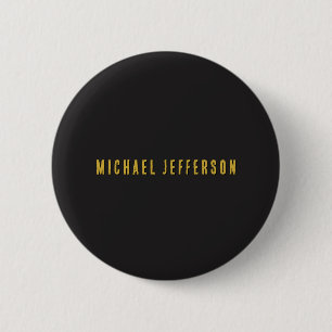 Zwart & Goud Minimalistisch Eenvoudig Modern Eigen Ronde Button 5,7 Cm