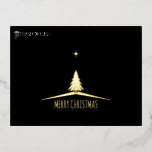 Zwart Goud Minimalistische Boom Folie Zakelijk Ker Feestdagen Briefkaart