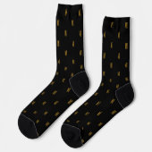 Zwart & Goud Minimalistische Moderne Initialen Mon Sokken (Links)