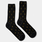 Zwart & Goud Minimalistische Moderne Initialen Mon Sokken (Rechts)