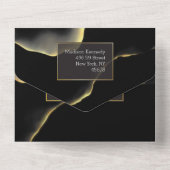 Zwart & Goud 💍 Modern Abstract Inktachtige Olie All In One Uitnodiging (Achterkant)