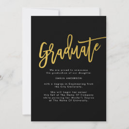 Zwart Goud Modern Afstuderen Foto Aankondiging