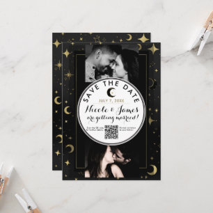 Zwart & Goud Modern Celestial Maan Save the Date