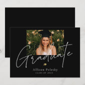 Zwart Goud Modern College High School Afstuderen Aankondiging (Voorkant / Achterkant)