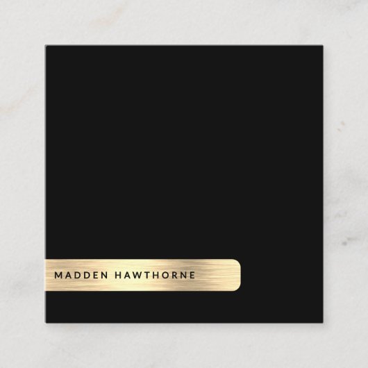Zwart Goud Modern Eenvoudig Minimaal Geborsteld Me Vierkante Visitekaartje (Voorkant)