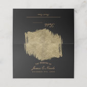 Zwart & Goud Modern Glamour Brush Tafelnummer (Buitenkant ongevouwen)