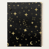 Zwart & Goud Modern Hemels Maan Sterren Bruiloft Planner (Achterkant)
