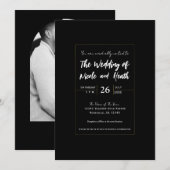 Zwart & Goud Modern Minimal Elegant Huwelijk Kaart (Voorkant / Achterkant)