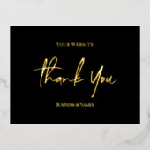 Zwart Goud Modern Script | Dank u Folie Kaarten (Voorkant)