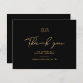 Zwart & Goud Modern Zakelijk Pakket Dank u Bedankkaart (Voorkant / Achterkant)