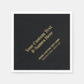 Zwart & Goud Moderne Aangepaste Gepersonaliseerde  Servet (Voorkant)