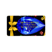 Zwart & Goud Moderne Boho Edelsteen Diamant Chic Etiket (Voorkant)