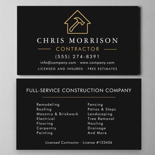 Zwart Goud Moderne Bouwconstructie Visitekaartje