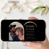 Zwart goud moderne foto boog bruiloft save the date