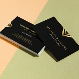 Zwart & Goud Moderne Geometrische Accenten Visitekaartje