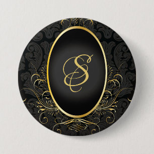 Zwart goud Monogram Classy Royal Style Button