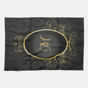 Zwart goud Monogram Classy Royal Style Handdoek