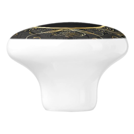 Zwart goud Monogram Classy Royal Style Knop (Zijkant)