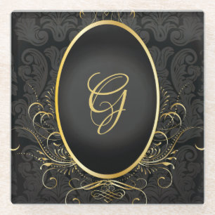 Zwart goud Monogram Classy Royal Style Onderzetter Glazen Onderzetter