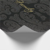 Zwart goud Monogram Classy Royal Style Wrapping Cadeaupapier (Hoek)