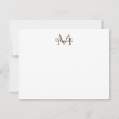 Zwart Goud Monogram Elegant Girly Script Note Kaar Notitiekaartje (Voorkant)