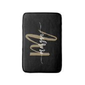 Zwart Goud Monogram Elegant Modern Badmat (Voorkant Verticaal)