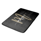 Zwart Goud Monogram Elegant Modern Badmat (Gekanteld)