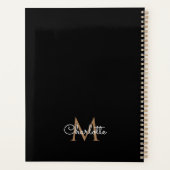 Zwart Goud Monogram Elegante Meisjesachtige Script Planner (Achterkant)