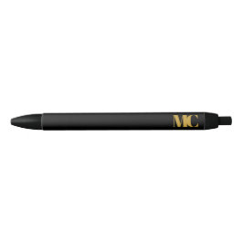 Zwart Goud Monogram Elegante Moderne Zwarte Inkt Pen