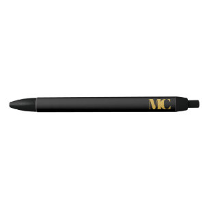 Zwart Goud Monogram Elegante Moderne Zwarte Inkt Pen